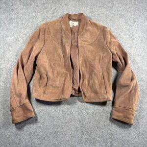 Vintage Emporium‎ Capwell Womens Medium Brown Suede Leather Open Cropped Jacket